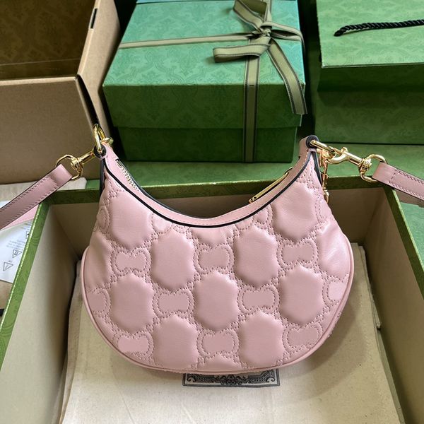 

10a retro mirror quality atelasse mini bag 21cm designer crossbody bag chain half moon bags genuine leather shoulder bags with box g058