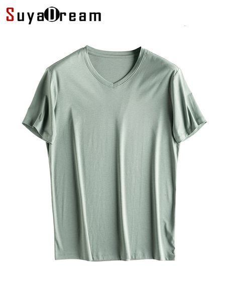 

men's t-shirts suyadream mens solid tee cotton silk blend plain o neck short sleeved cozy t shirts summer simple chic white black 23080