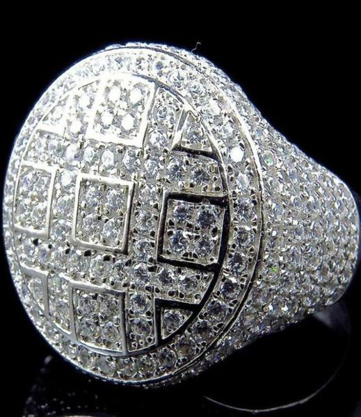 

new hip hop round cz rings men039s silver color iced out cubic zircon luxury jewelry ring gifts234z1887053