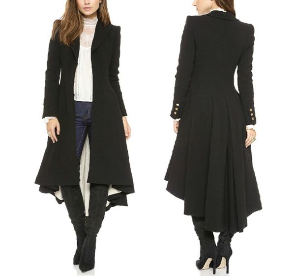 

wholewomen lapel hilo hem tuxedo back asymmetric fitandflare windbreaker woolen blazer trench coat outwear9113971, Tan;black