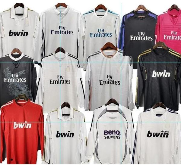 

real madrids retro soccer jersey star zidane 5 raul 7 r.carlos 3 figo 10 ronaldo redondo 2012 camisetas de futbol custom long sleeve, Black;yellow