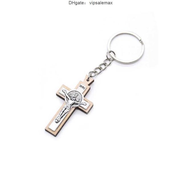 

christian metal wood cross jesus pendant key chains, Silver