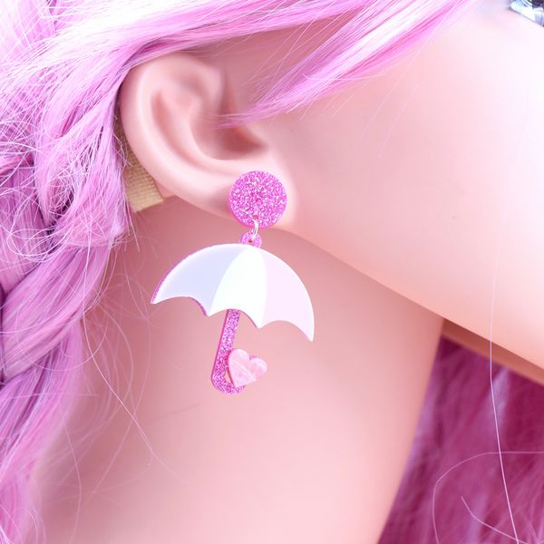 

umbrella cute fashion acrylic jewelry girl boho handmade earrings simple, Silver