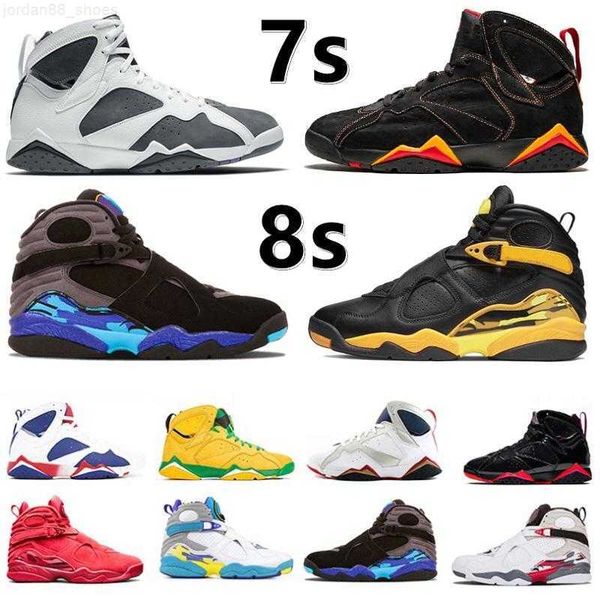 

jumpman 7 8 men basketball shoes sneaker 7s citrus bordeaux z mist patent hare flint 8s taxi aqua raid south beach 3m reflective mens traine, Black
