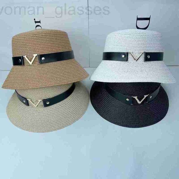 

ball caps designer summer l letter new fashion straw hat women's light luxury brand short brim sunshade fisherman travel sunscreen basi, Blue;gray