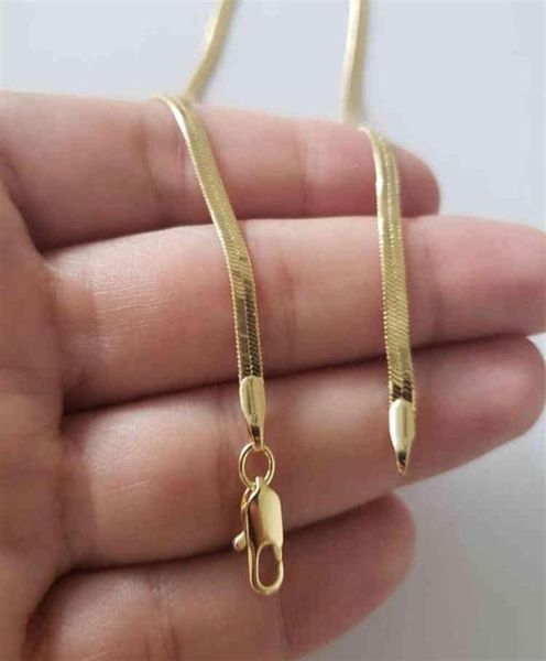 

never fade 18k real gold filled stainls steel flat chain necklace for women20872775216, Silver