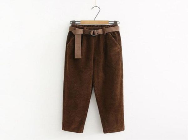 

corduroy pants harem pants autumn winter women pants elastic waist sashes casual black trousers pantalones mujer cintura alta cx207846079, Black;white