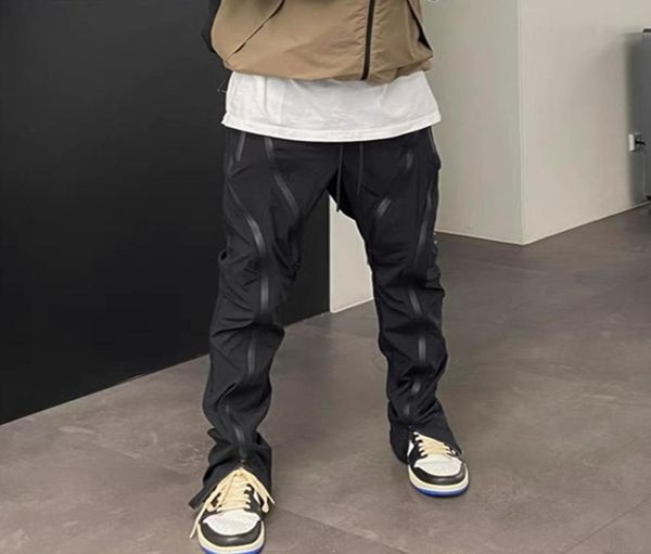 

black lightweight multizip nylon track pants streetwear1068345