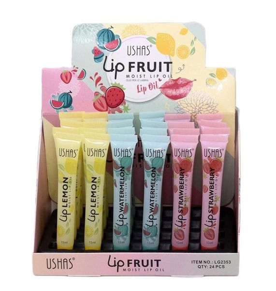 

24pcs lot fruity mirror transparent moisturizing lip gloss nutritious makeup clear lip oil liquid lipstick kit cosmetics280l6159884
