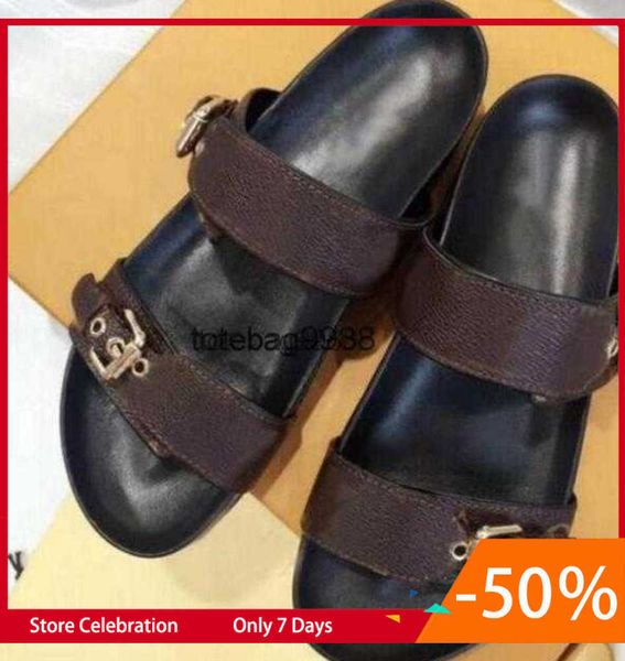 

2023 designer slippers sandals new luxury slides men summer rubber beach slide fashion scuffs slippers indoor shoes size6684, Black