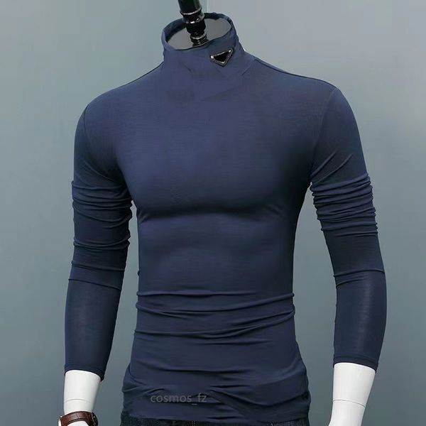 

man casual tshirts long sleeves blouses shirts designer hoodie turtleneck shirt high neck budge ice cotton tees s-5xl, White;black