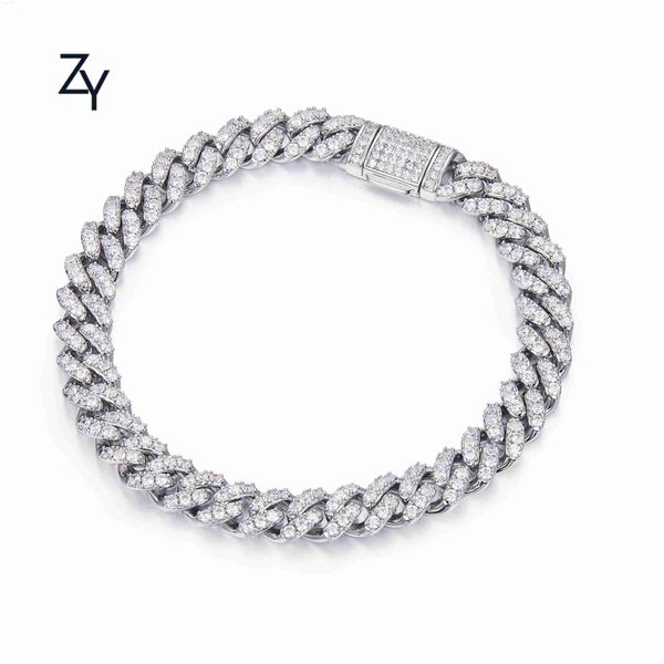

wholesale luxury iced out cuban link chain 6-8-10-12-14 mm moissanite 925 silver necklace for men hip hop gift platinum plated