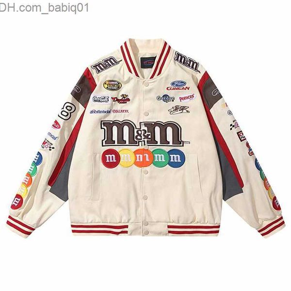 

men's jackets embroidery m letter harajuku baseball jacket coats men women hip hop printed couples harajuku patch varsity bomber jacket, Black;brown