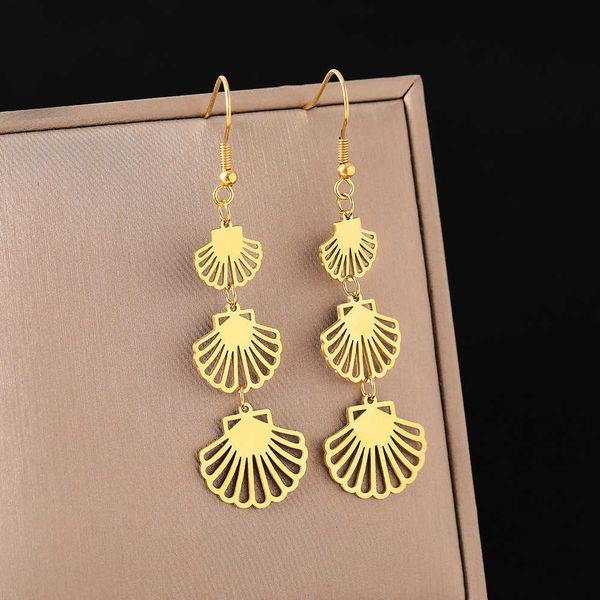 

charm stainless steel earrings fashion multilayer seashells design sense earrings for women jewelry high-end sense new r230804, Golden