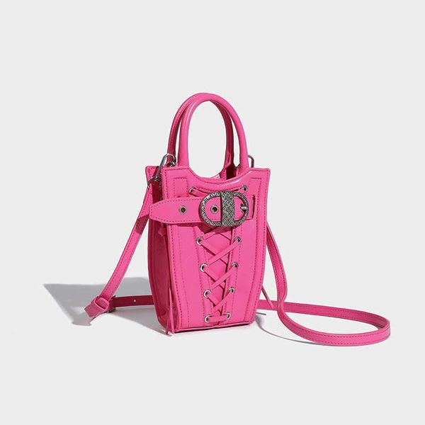 

premium sense of light luxury heavy engineering biker bag niche personality shoelace design handbag tote bag vase bag 81023