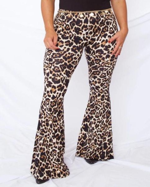 

punk style woman pants leopard retro flare trouser female high waist pants woman1779953, Black;white