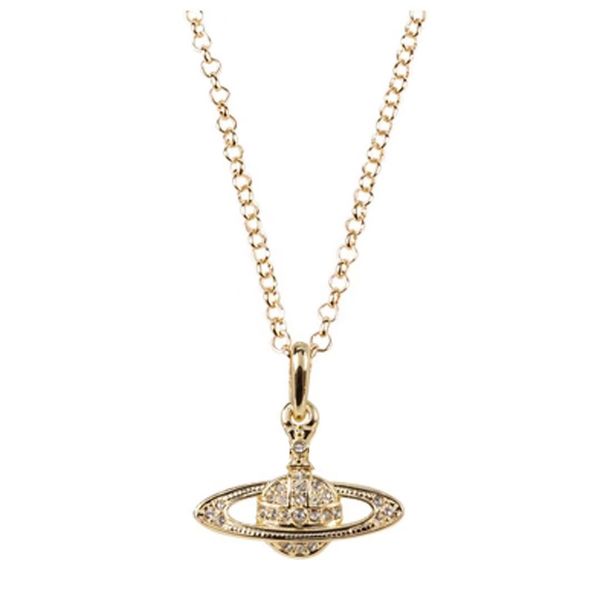 

designer vivian classic luxury saturn pendant necklaces women men gold sliver diamond letter necklace luxury design jewelry colorfast, Silver
