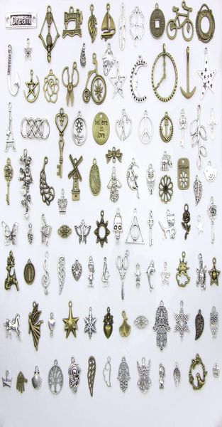 

assorted 100 designs snowflake christmas tree skull moon star key clock crown charms pendants diy necklace bracelet jewelry 1008428311, Black