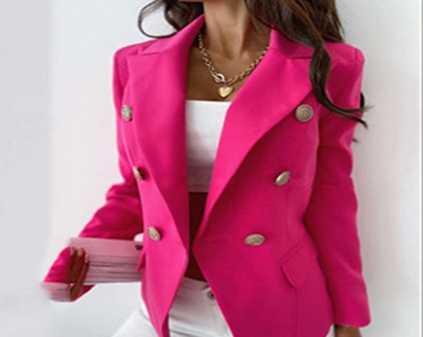 

ebaihui women039s double breasted blazers long sleeves buttoned vintage coat office spring female suits winter coat women6969761, White;black