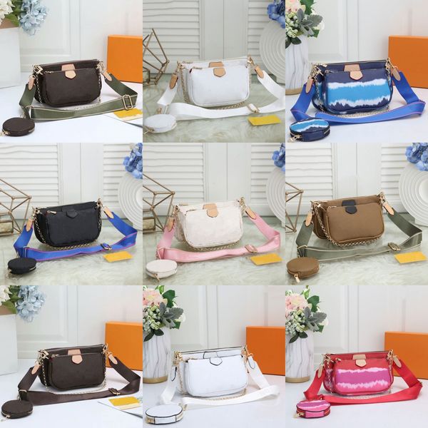 

designer 3pcs multi pochette bags monogrames crossbody accessoires chain bag women luxury leather handbags hobo purses flower shoulder bags