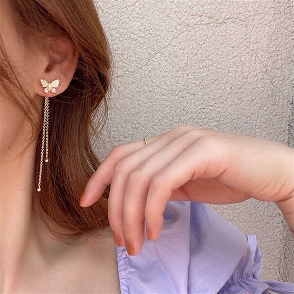

charm fashion butterfly tassel earrings for women vintage jewelry modern party wedding bridal accessories trendy dangle earrings r230804, Golden