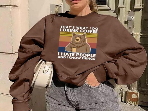 

women039s hoodies that39s what i do bear print funny women sweatshirts japanese fashion oversized crewneck sweatshirt casual7240273, Black