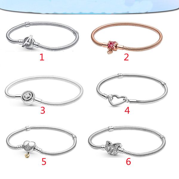 

pandora designer charm bracelets white copper multi-link logo chain bow buckle snake bone nail bracelet, Black