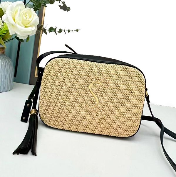 

luxurys designer lou camera bag fashion womens vacation beach clutch bags mirror quality straw weave envelope handbags cross body mens totes