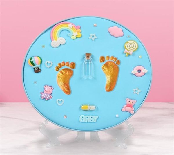

baby gift baby footprint air drying soft clay baby items babies hand foot imprint kit casting toys print pad newborn souvenir lj204071084