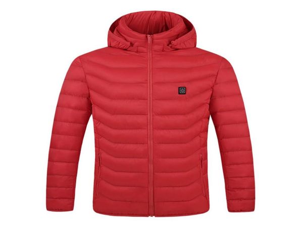 

men usb heating jackets winter warm smart down parkas thermostat pure color hooded heated waterproof warm coat4270591, Black;brown