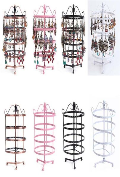

144 holes multifunctional earrings stud necklace jewelry display rack storage stand metal rotating display stand holder 4 colors9122361, Black