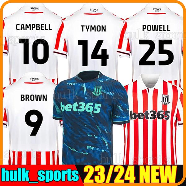 

23/24 stokes city soccer jerseys home away third 2023 2024 vidigal campbel brown wesley mmaee gayle chiquinho clucas men kids kits football, Black;yellow