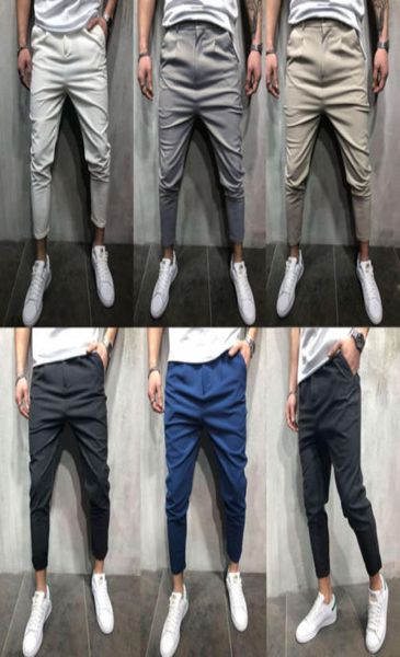 

2018 new men slim fit urban straight leg trousers casual pencil jogger cargo pants2073925, Black