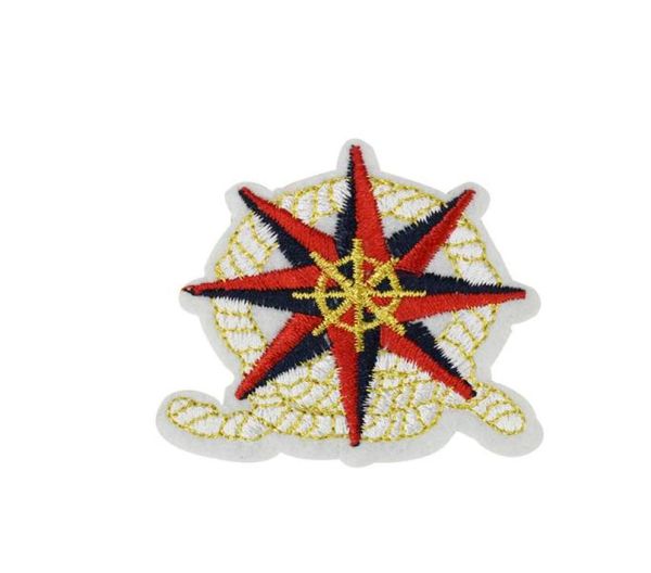 

10pcs rudder badge patches for clothing bags iron on transfer applique patch for jeans sew on embroidery eight pointed star patch 9636259, Black