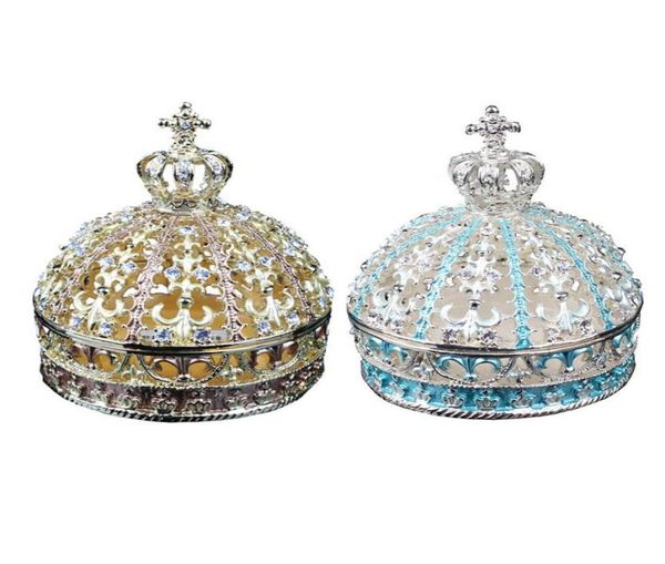 

crown trinket jewelry box fleur de lis gold plated metal crafts home decor novelty wedding favor gifts216n7202122, Black;white