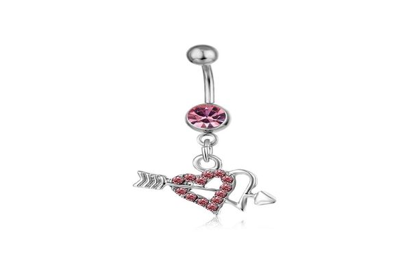 

d0361 2 colors two hearts belly button navel rings body piercing jewelry3513398, Silver