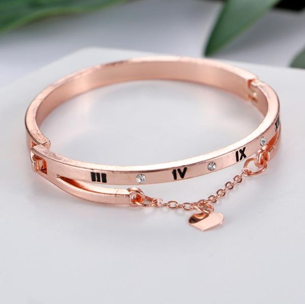 

rose gold stainless steel bracelets bangles female heart forever love brand charm bracelet for women famous jewelry6423218, Black