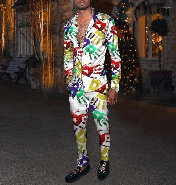 

men039s tracksuit 3d digital printing men suit long sleeved shirt slim fit casual pencil pants street men039s clothes and1306260, Gray