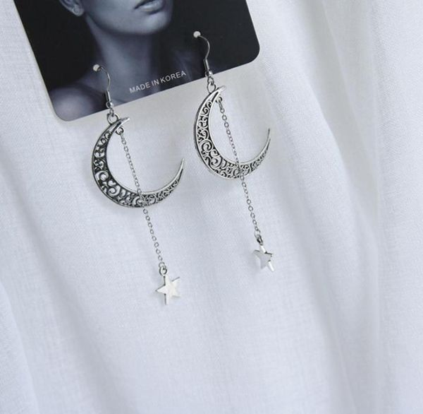 

new fashion gothic retro punk moon star charm earrings handmade statement dangle earrings women earrings5766216, Golden