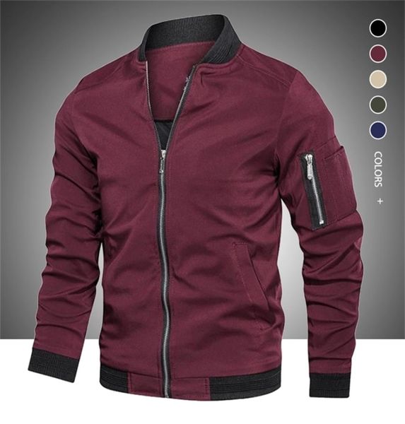 

autumn winter mens casual jacket fashion zip up slim fit caots male trend baseball bomber jacket man brand overcoat 2201243003753, Black;brown