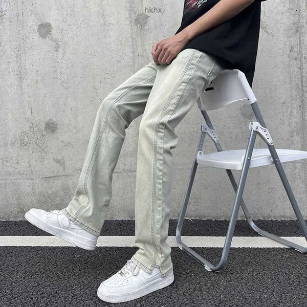

designer jeans fenggao street loose straight leg jeans men's youth fashion versatile wide leg long pants, Blue
