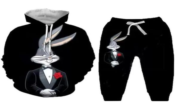 

2022 new menwomens cartoon looney tunes funny 3d print fashion tracksuits hip hop pants hoodies ok0385334189, Gray