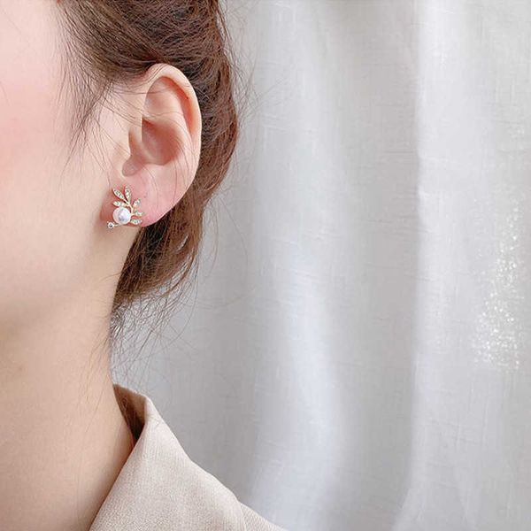 

charm fashion gold color leaf stud earring for women vintage crystal earrings girls jewelry gifts r230804, Golden