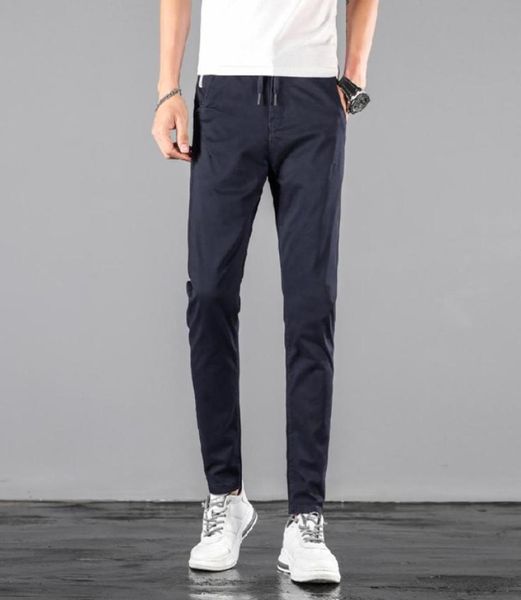 

men039s pants sweatpants leg trim straight micro elastic mid waist casual long pants trendy fashion simple13502101989097, Black