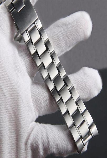 

curved end brushed watch band brand 20mm 22mm new silver pure polished solid bracelets317n1313657, Black;brown