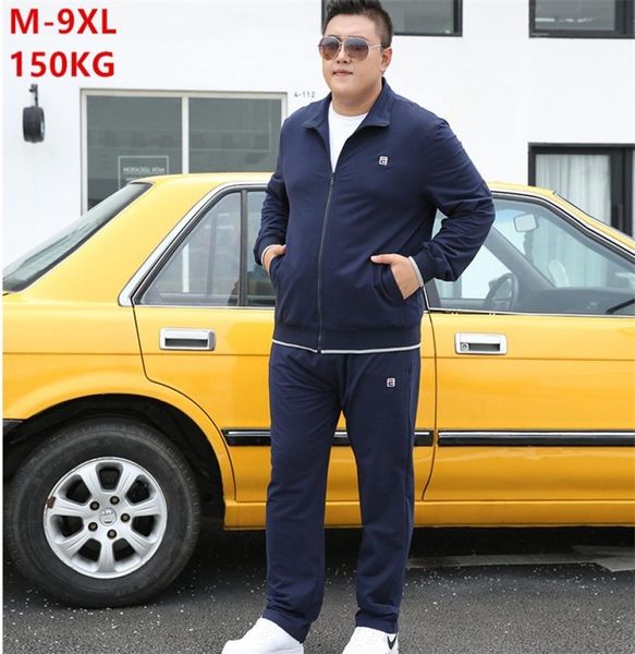 

men s tracksuits tracksuit men set autumn spring clothes plus size 6xl 7xl 8xl 9xl jacket sport sportswear straight pants male 2 p2504520, Gray