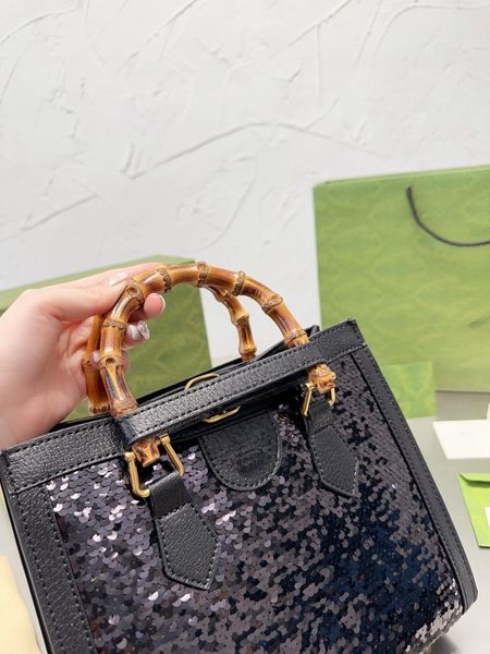 

bamboo joint bag, versatile tote bag, glitter bag, high-end retro handbag, versatile women's bag