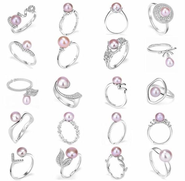 

100 s925 sterling sliver rings for women pearl rings accessories adjustable size ring settings christmas gift fashion jewelry2123202, Slivery;crystal