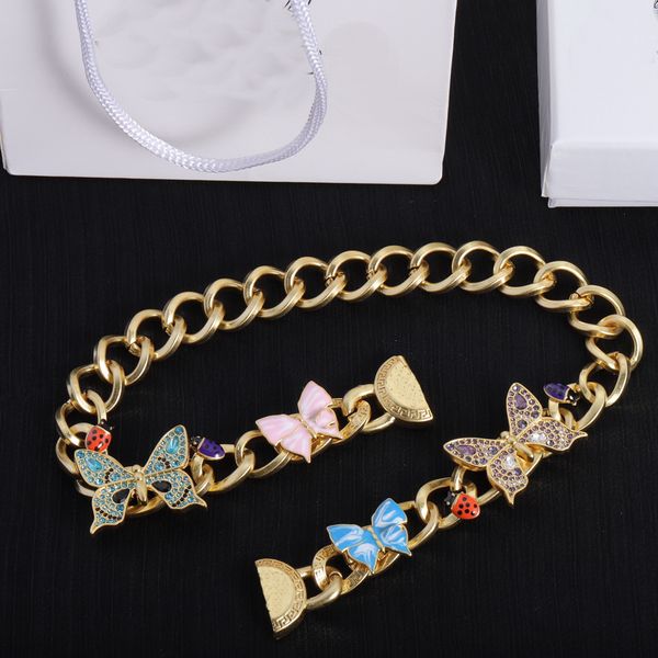 

fashion stereoscopic butterfly neck chain ladybug bracelet women's clavicular necklaces brooch stud earring hairpin ring sets brass des, Black