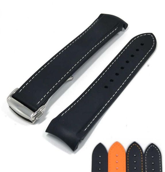 

20mm 22mm rubber curved silicone watch strap for omega tissot casio huawei samsung men sports waterproof replacement watchband4199796, Black;brown